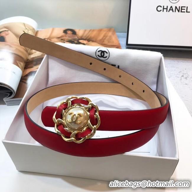 Best Quality Chanel Calf Leather Belt Flower Logo In Width 20mm 56610 Red