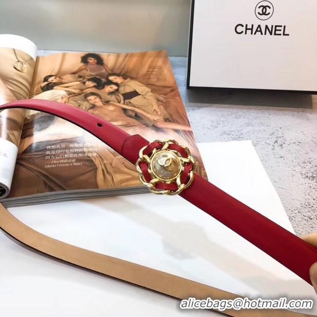 Best Quality Chanel Calf Leather Belt Flower Logo In Width 20mm 56610 Red