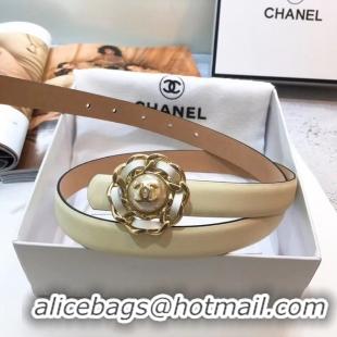 Buy Imitation Chanel Calf Leather Belt Flower Logo Width 20mm 56612 Off-white