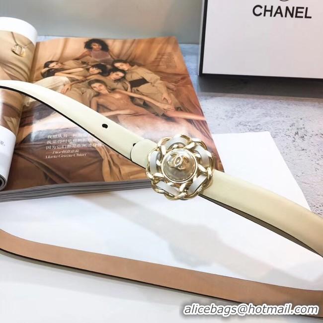 Buy Imitation Chanel Calf Leather Belt Flower Logo Width 20mm 56612 Off-white