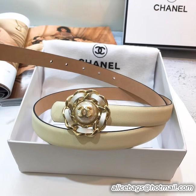 Buy Imitation Chanel Calf Leather Belt Flower Logo Width 20mm 56612 Off-white