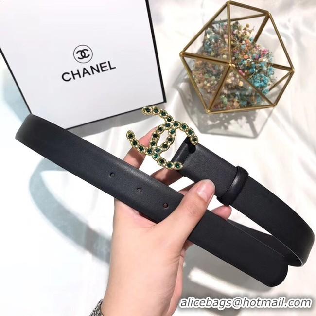 New Product Chanel Calf Leather Belt CC Logo Width 30mm 56613 Black