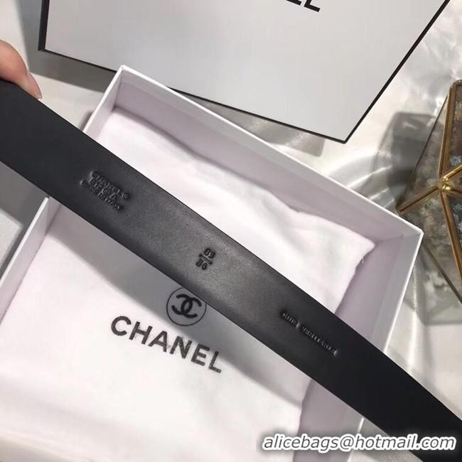 New Product Chanel Calf Leather Belt CC Logo Width 30mm 56613 Black