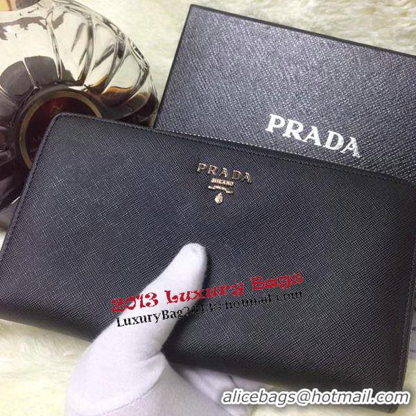 Hot Sellt Prada Saffiano Leather Large Zippy Wallets 1M1516 Black