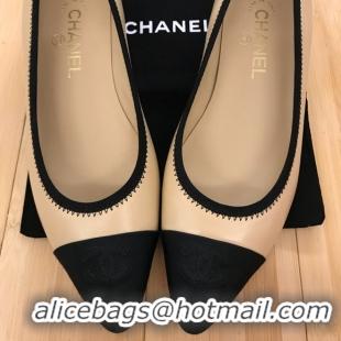 New Design Chanel Chain Aound Lambskin Logo Ballerinas G35389 Beige 2019