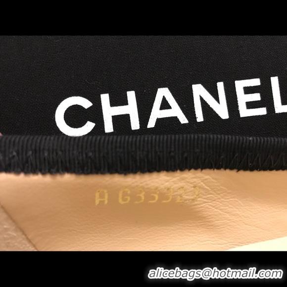 New Design Chanel Chain Aound Lambskin Logo Ballerinas G35389 Beige 2019