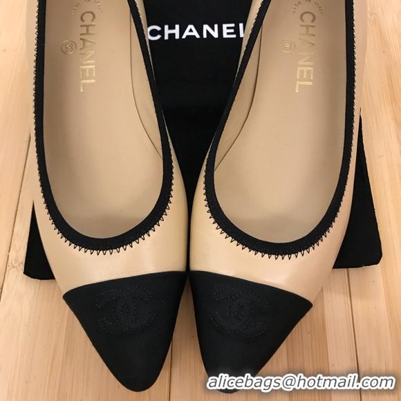 New Design Chanel Chain Aound Lambskin Logo Ballerinas G35389 Beige 2019