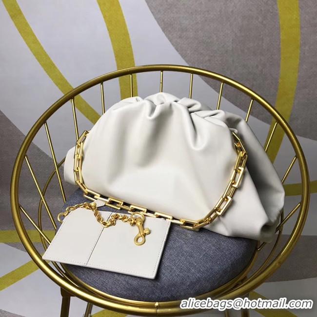 Brand Promotion Bottega Veneta Nappa lambskin soft wide large Shoulder Bag 585853 White