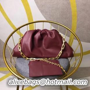 Unique Grade Bottega Veneta Nappa lambskin soft wide large Shoulder Bag 585853 Burgundy