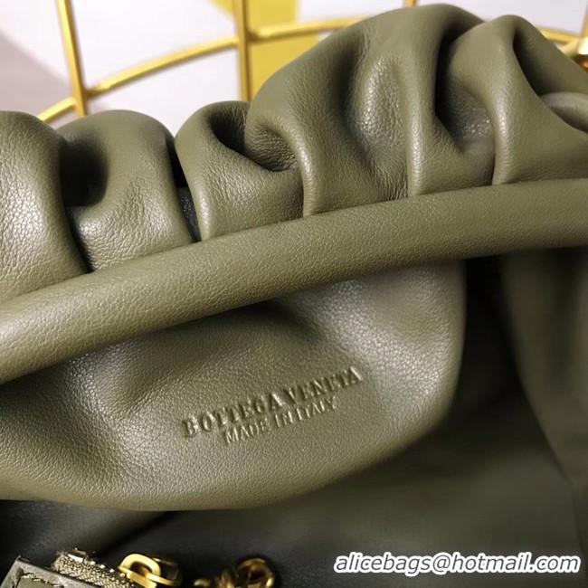 Luxury Bottega Veneta Nappa lambskin soft wide large Shoulder Bag 585853 Blackish Green