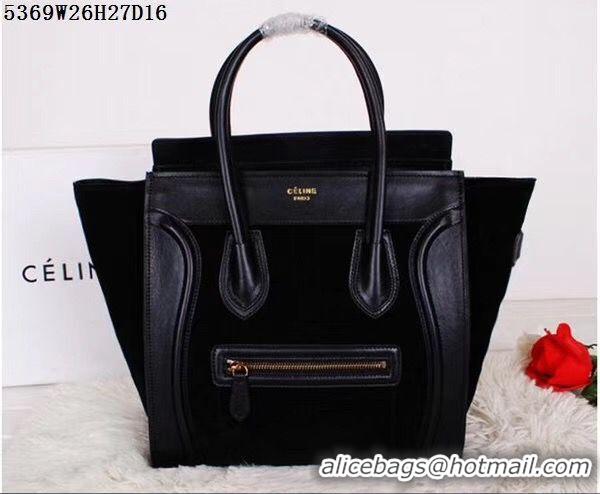 Unique Ladies Celine Luggage Micro Tote Bag Original Suede Leather CL5369 Black