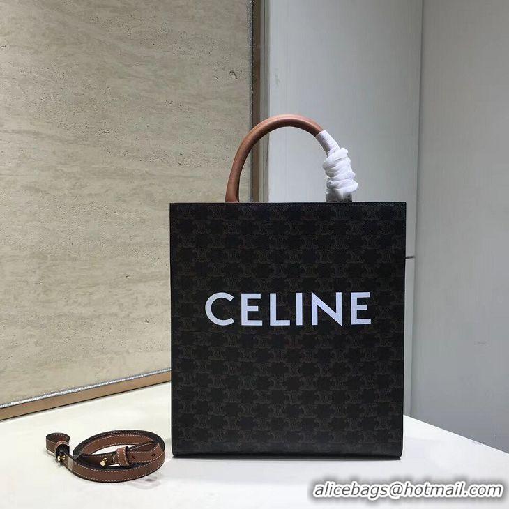 Imitation Celine SMALL CABAS VERTICAL IN TRIOMPHE CANVAS CL01542 Tan