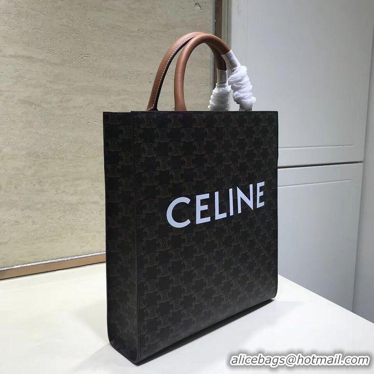 Imitation Celine SMALL CABAS VERTICAL IN TRIOMPHE CANVAS CL01542 Tan