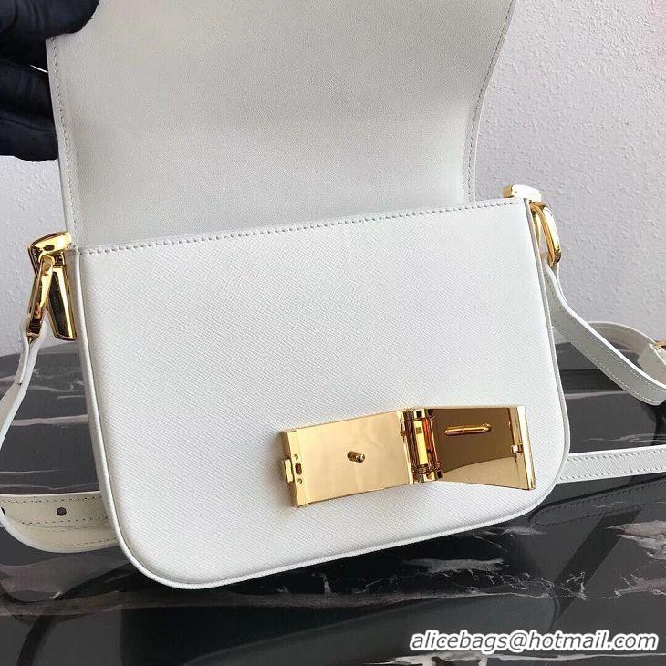 Specials Imitation Prada Embleme Saffiano Leather Bag 1BD217 White