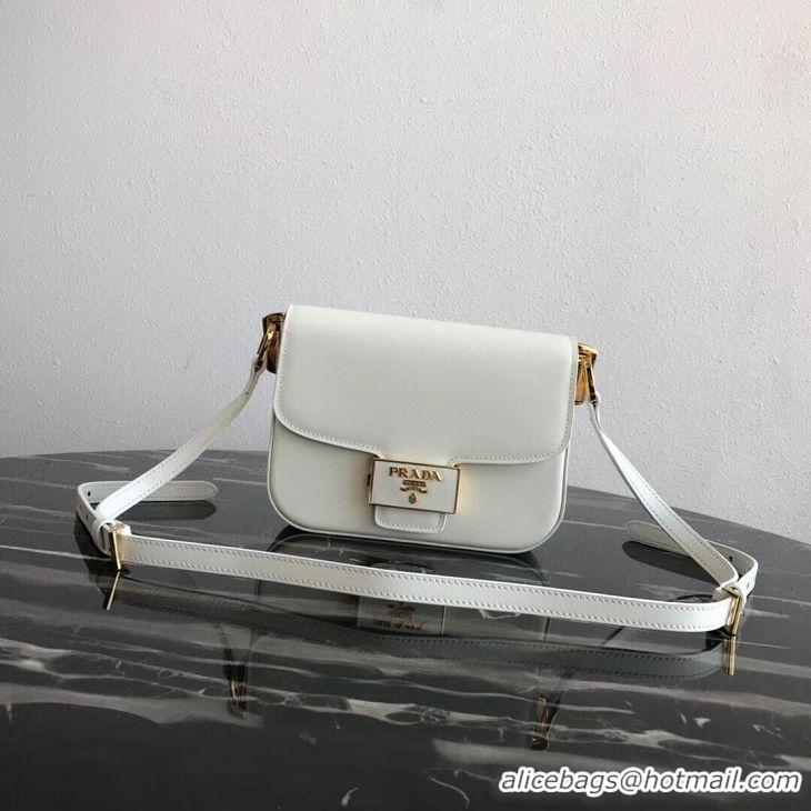 Specials Imitation Prada Embleme Saffiano Leather Bag 1BD217 White