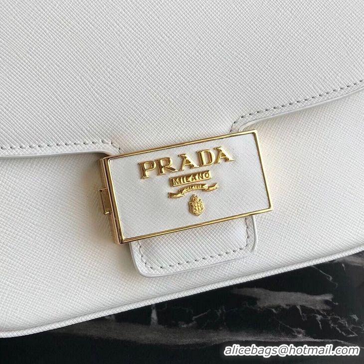 Specials Imitation Prada Embleme Saffiano Leather Bag 1BD217 White