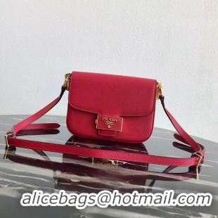 Spot Cheapest Prada Embleme Saffiano Leather Bag 1BD217 Red