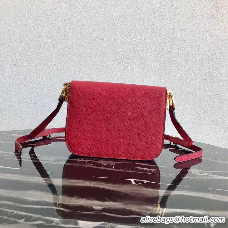 Spot Cheapest Prada Embleme Saffiano Leather Bag 1BD217 Red