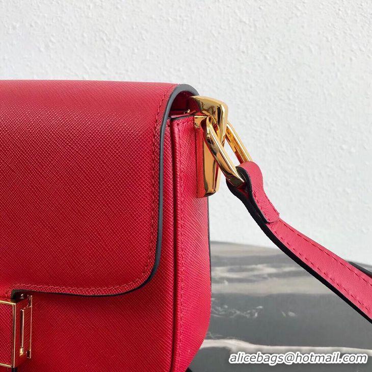 Spot Cheapest Prada Embleme Saffiano Leather Bag 1BD217 Red