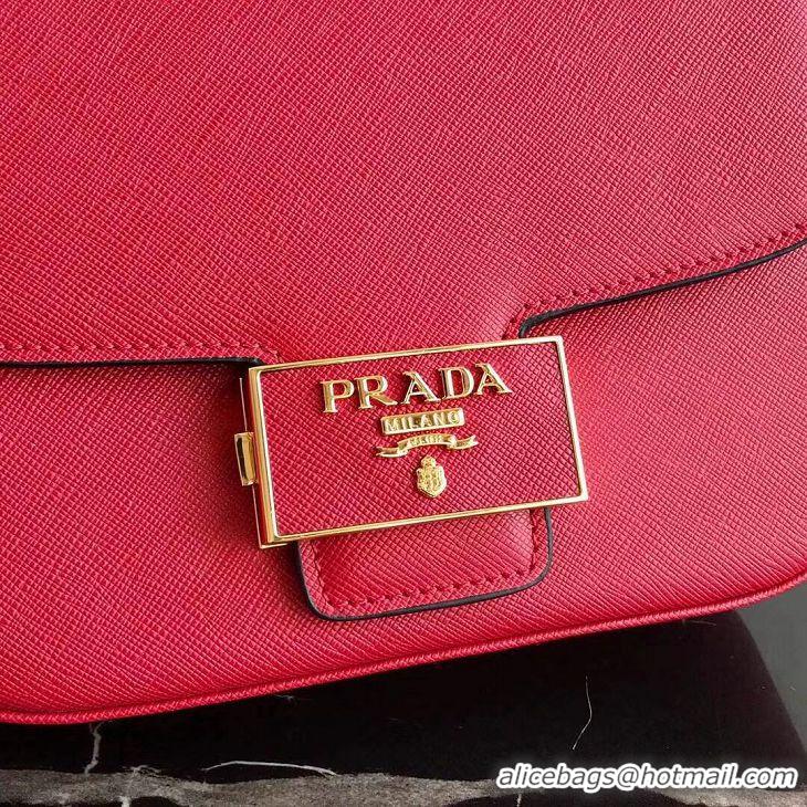 Spot Cheapest Prada Embleme Saffiano Leather Bag 1BD217 Red