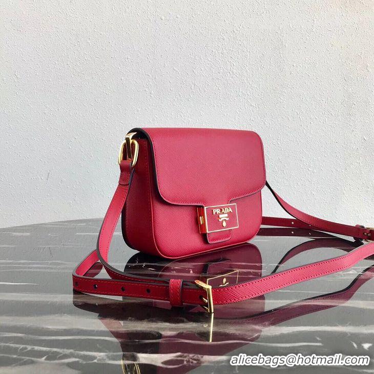 Spot Cheapest Prada Embleme Saffiano Leather Bag 1BD217 Red