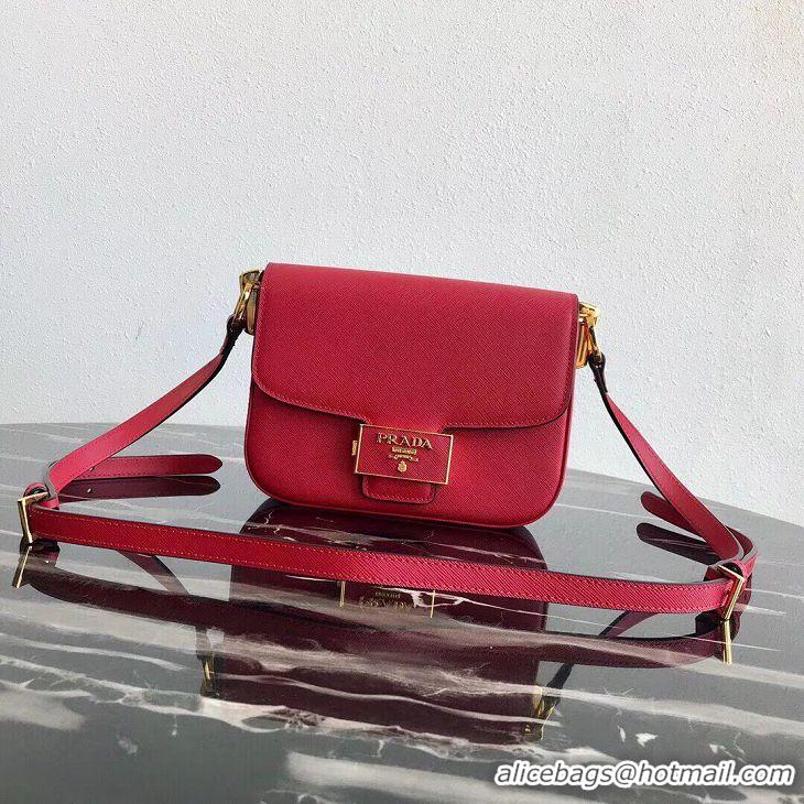 Spot Cheapest Prada Embleme Saffiano Leather Bag 1BD217 Red