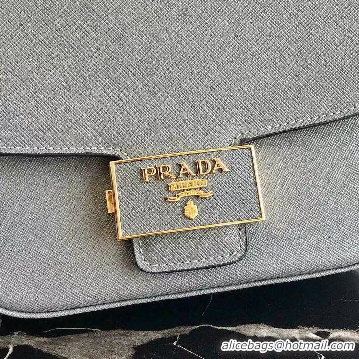 Spot Discount Prada Embleme Saffiano Leather Bag 1BD217 Grey