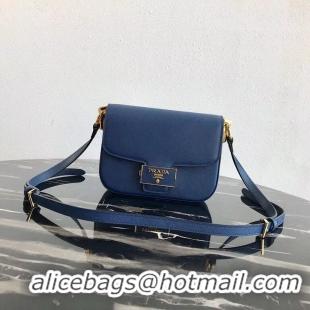 Luxury Discount Prada Embleme Saffiano Leather Bag 1BD217 Blue