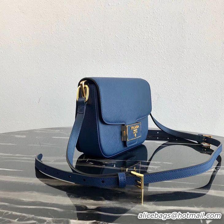 Luxury Discount Prada Embleme Saffiano Leather Bag 1BD217 Blue