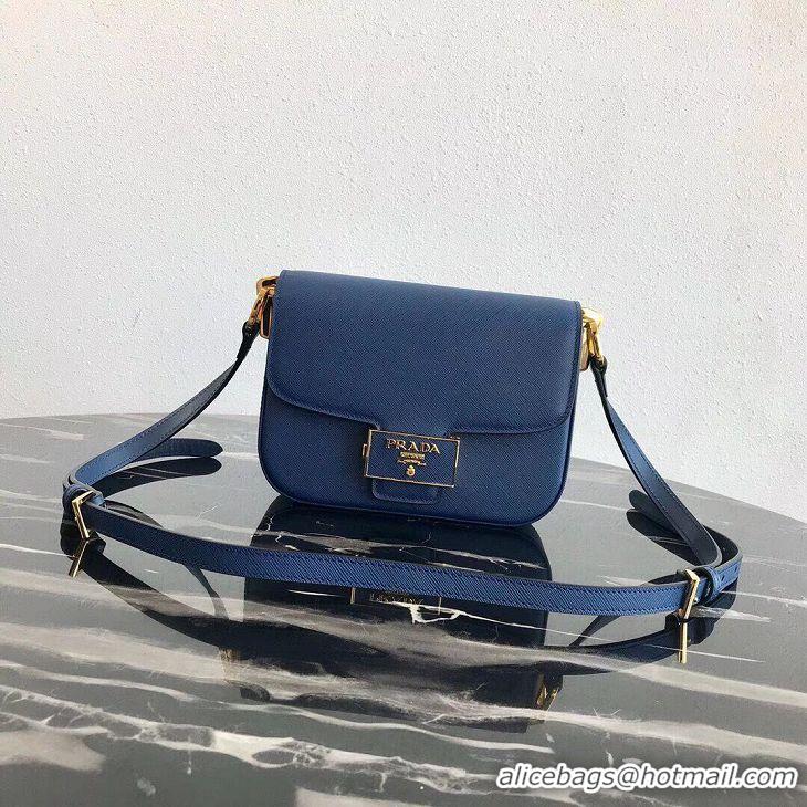 Luxury Discount Prada Embleme Saffiano Leather Bag 1BD217 Blue