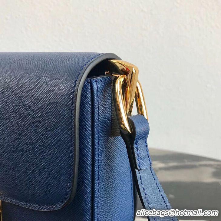 Luxury Discount Prada Embleme Saffiano Leather Bag 1BD217 Blue