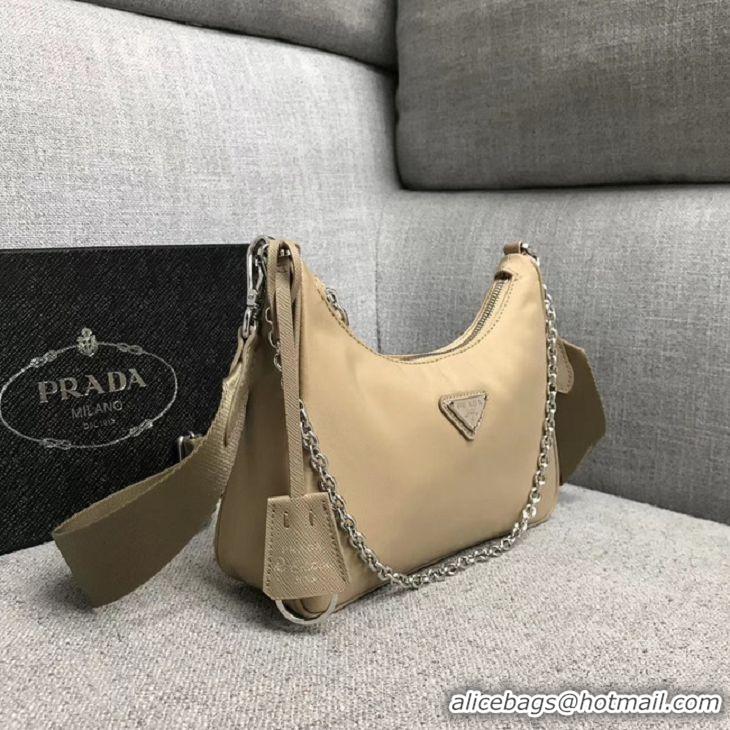 Grade Cheapest Prada Nylon Shoulder Bag 91277 Apricot