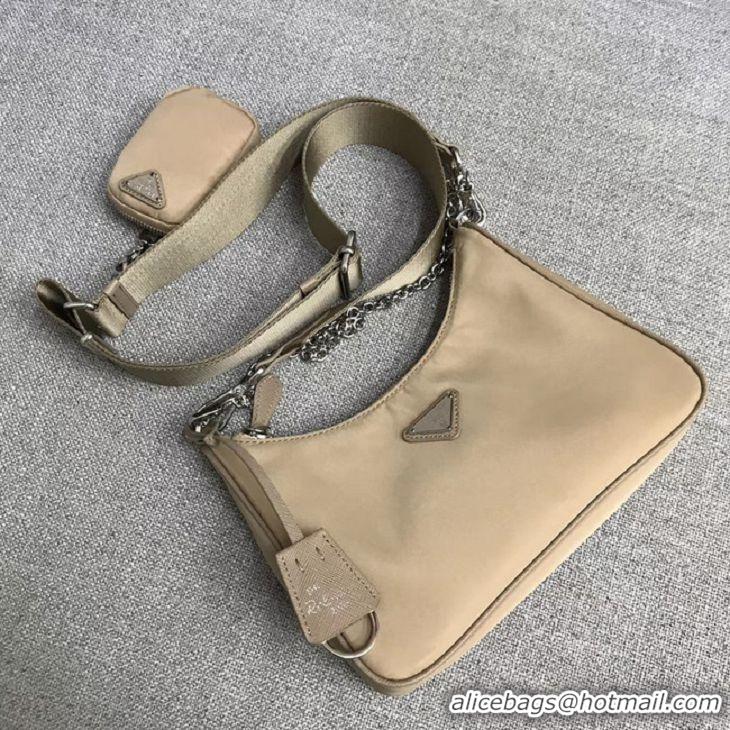 Grade Cheapest Prada Nylon Shoulder Bag 91277 Apricot