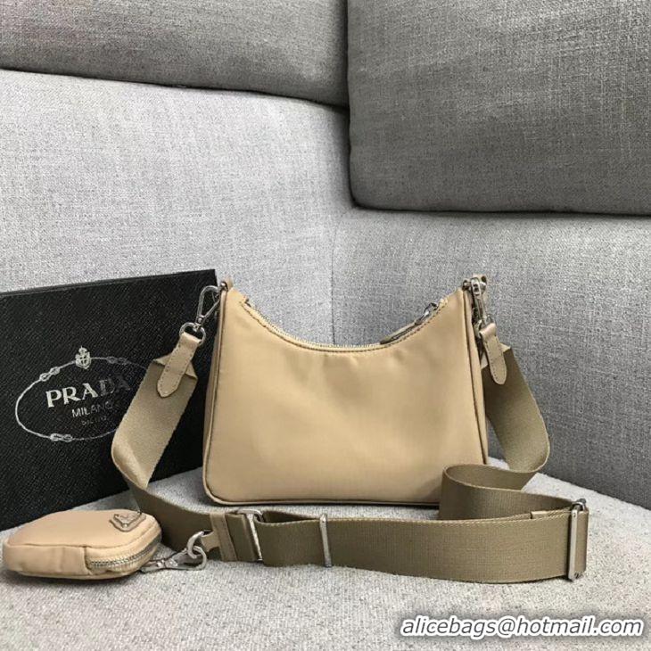 Grade Cheapest Prada Nylon Shoulder Bag 91277 Apricot