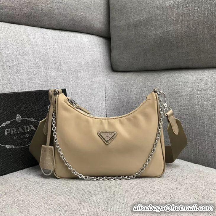 Grade Cheapest Prada Nylon Shoulder Bag 91277 Apricot