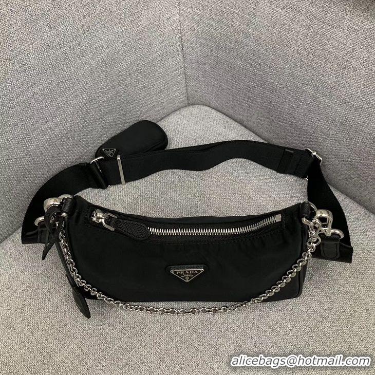 Ladies Discount Prada Nylon Shoulder Bag 91277 Black