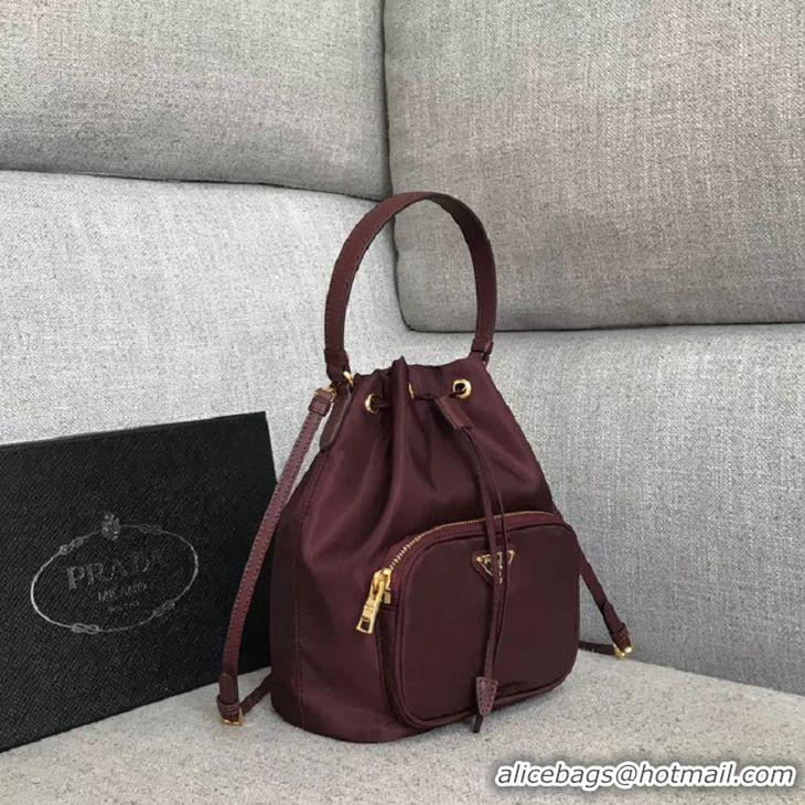 Noble Cheapest Prada Re-Edition nylon Tote bag 81166 Burgundy