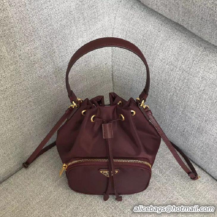 Noble Cheapest Prada Re-Edition nylon Tote bag 81166 Burgundy