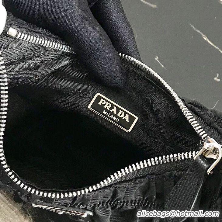 Top Quality Imitation Prada Nylon and Saffiano leather mini bag 1NE204 black