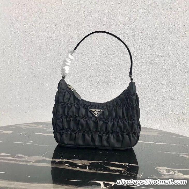 Top Quality Imitation Prada Nylon and Saffiano leather mini bag 1NE204 black