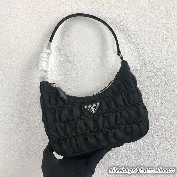 Top Quality Imitation Prada Nylon and Saffiano leather mini bag 1NE204 black