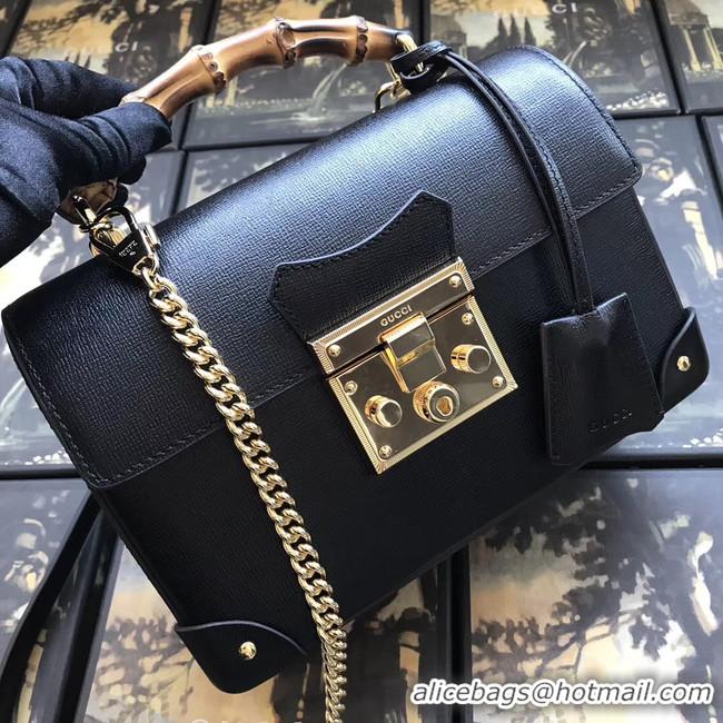 Wholesale Fake Gucci Padlock GG small bamboo shoulder Backpack 603221 black