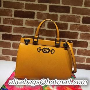 Unique Imitation Gucci Zumi grainy leather medium top handle bag 564714 yellow