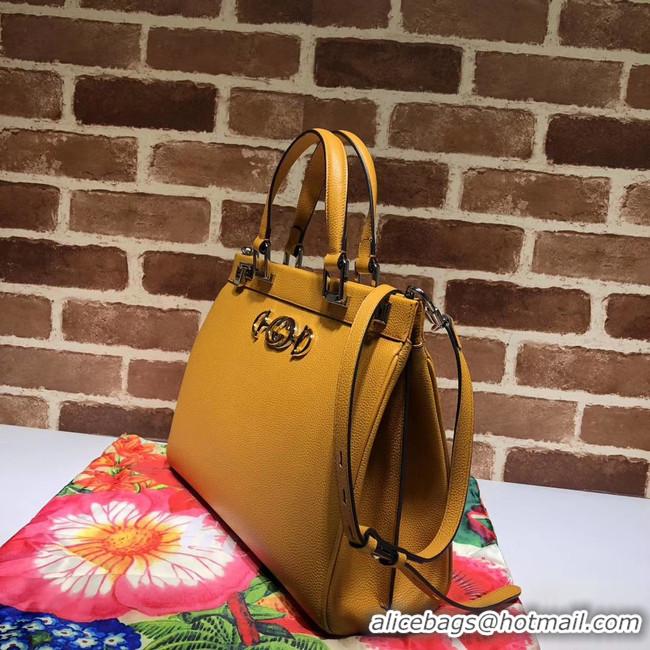 Unique Imitation Gucci Zumi grainy leather medium top handle bag 564714 yellow