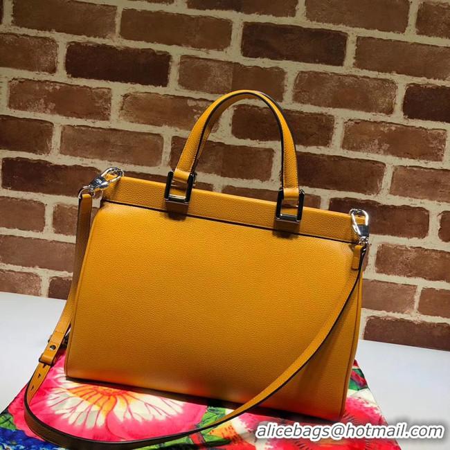 Unique Imitation Gucci Zumi grainy leather medium top handle bag 564714 yellow