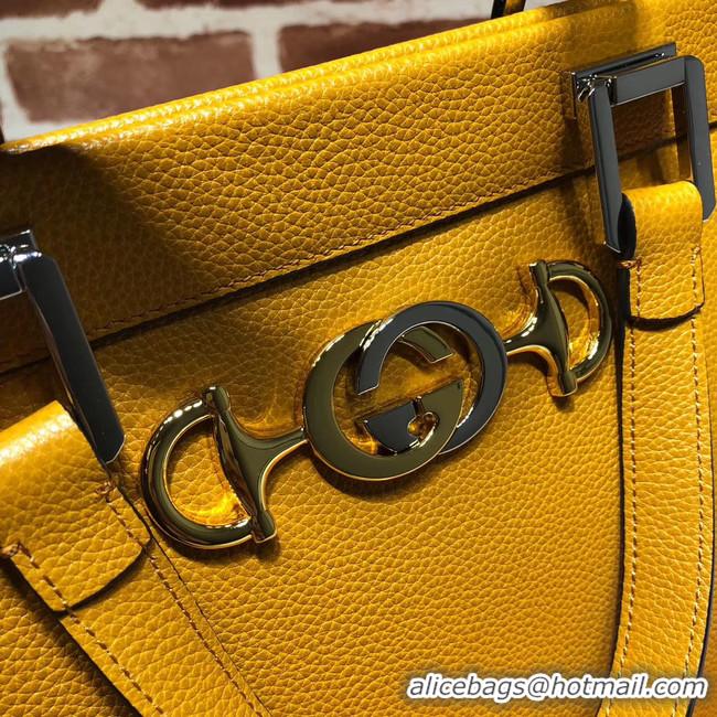 Unique Imitation Gucci Zumi grainy leather medium top handle bag 564714 yellow