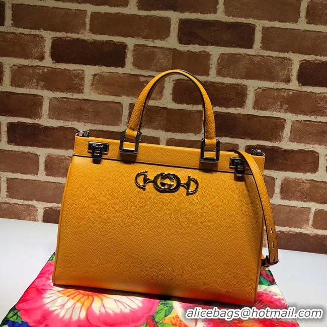 Unique Imitation Gucci Zumi grainy leather medium top handle bag 564714 yellow