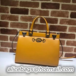 Original Discount Gucci Zumi leather medium top handle bag 564714 yellow