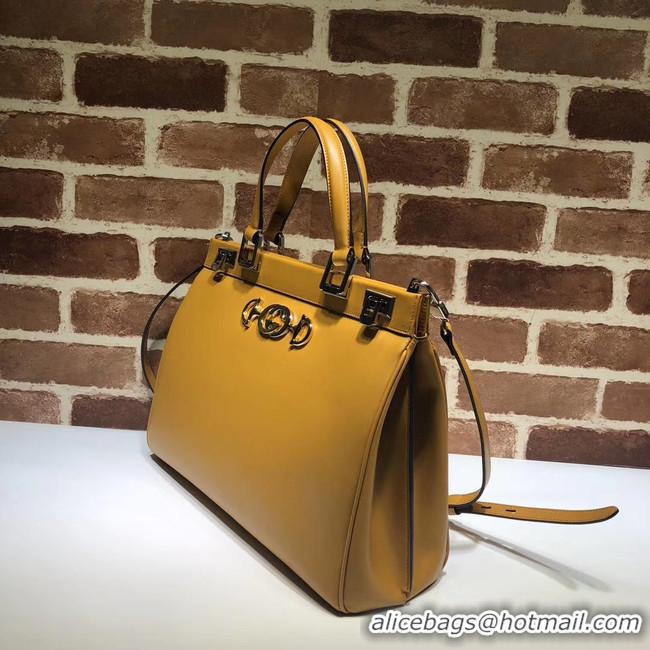 Original Discount Gucci Zumi leather medium top handle bag 564714 yellow