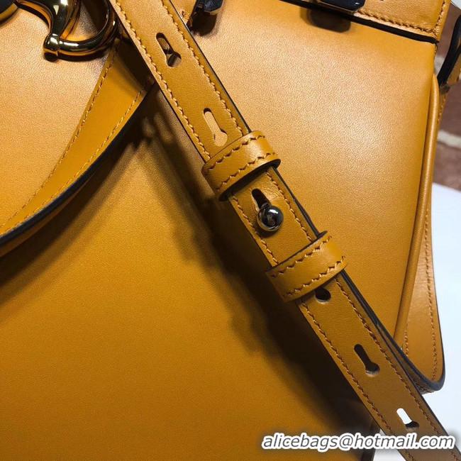 Original Discount Gucci Zumi leather medium top handle bag 564714 yellow